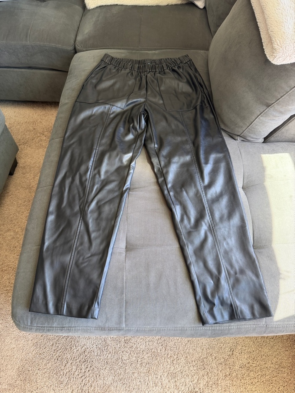 GAP Black Faux Leather Pull-On Pants